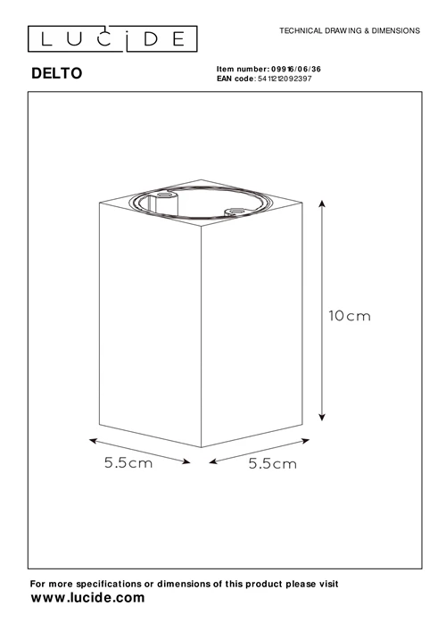 Lucide DELTO - Ceiling spotlight - LED Dim to warm - GU10 - 1x5W 2200K/3000K - Grey - technical